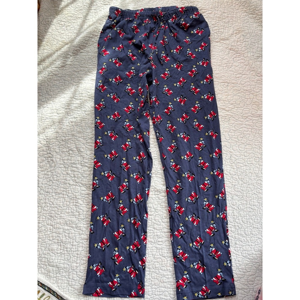 GOAT USA Men's (Unisex) Santa Goat Holiday Pajama Pants Navy Blue Size Medium